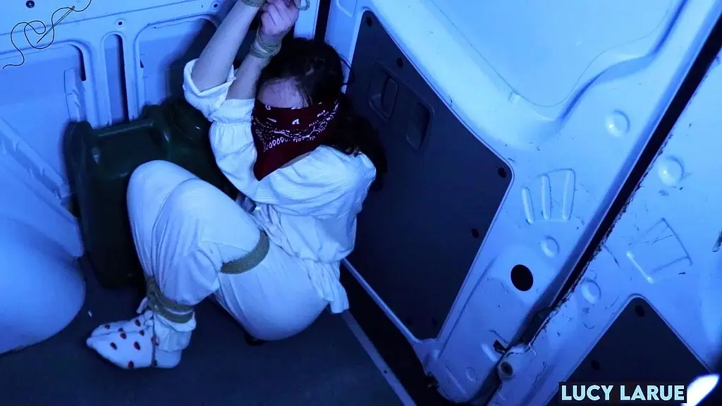 porn van rope bondage blindfolded struggle in pjs