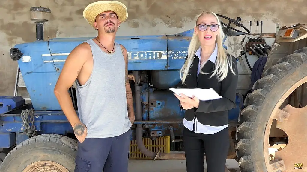 the ignorant country bumpkin and yelena , the sexy farm inspector.