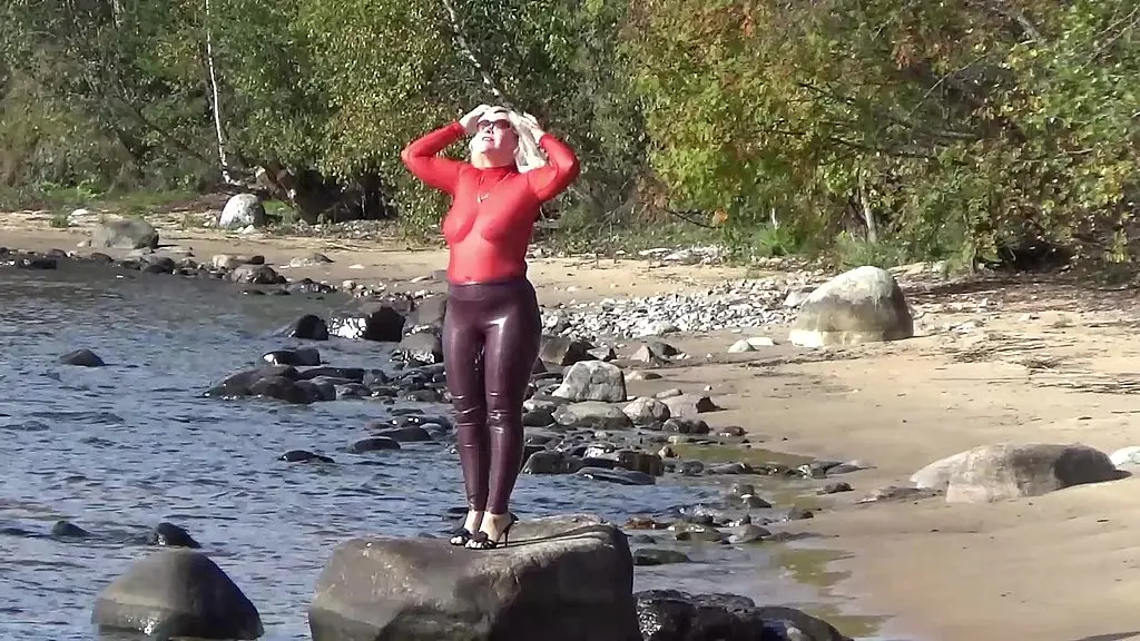 transparent boobs and old leather leggings