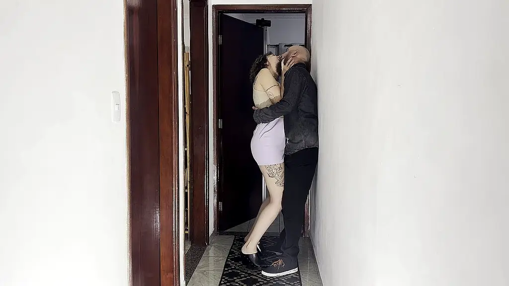 hooking up with deep kissing and cowgirl-style sex. creampie.