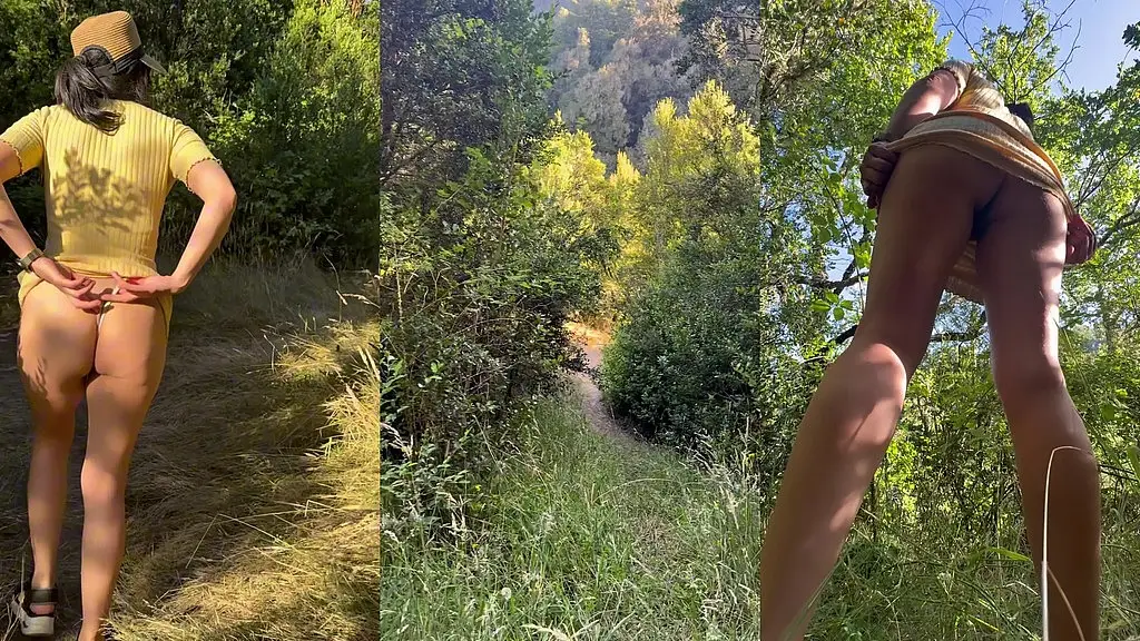 mini skirt in the forest... can’t stop touching my pussy and showing my ass