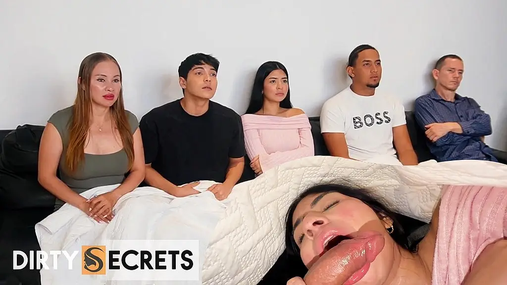 part 1: i am watching a movie with my best friend, his stepfather and stepmother, and his girlfriend, and after seeing her suck his cock, i fuck her in the bathroom.