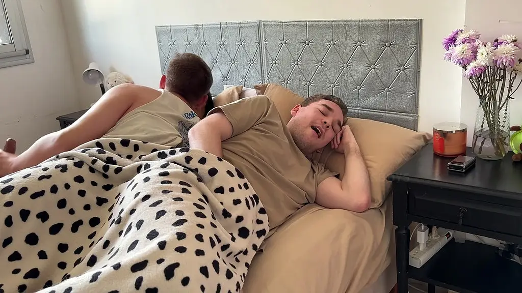 our straight friend caught us fucking right next to him - gay threesome