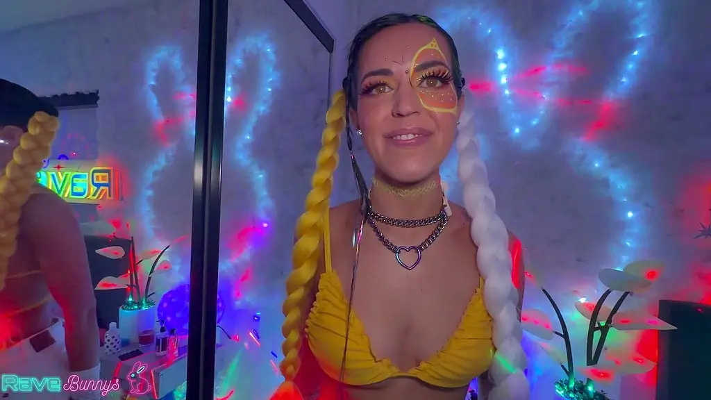 bella noir strokes brian omally s cock with glowstick then swallows!