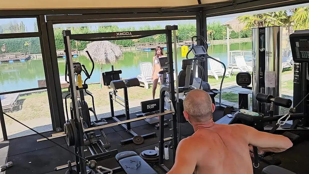 hot trans sofia gets her ass gaped in the gym by the lake.